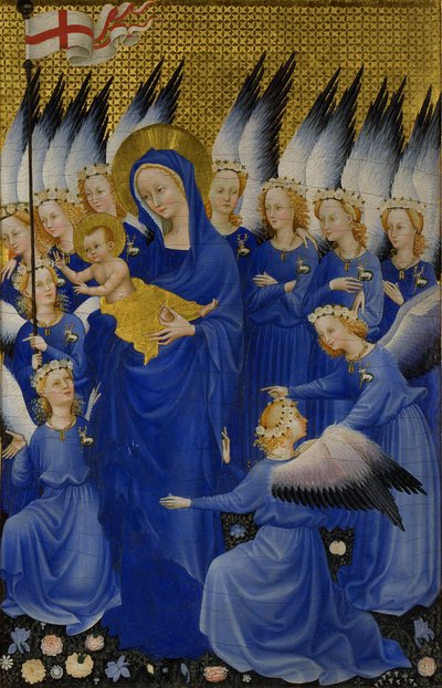 Maria met Kind en Engelen, rechterpaneel van Wilton Diptiek, c.1395-9 door Unbekannt Unbekannt